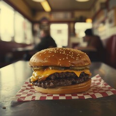 Hamburger on Table