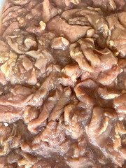 raw pork meat with spices for cooking