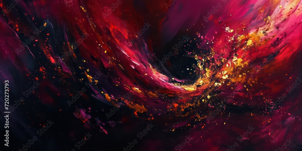 Canvas Prints Abstract painting ruby and gold.