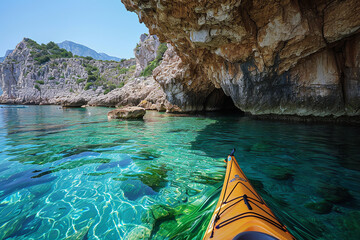A sea kayak adventure along the coastline - offering the chance to explore hidden coves and paddle in clear waters - providing an exhilarating coastal exploration experience.