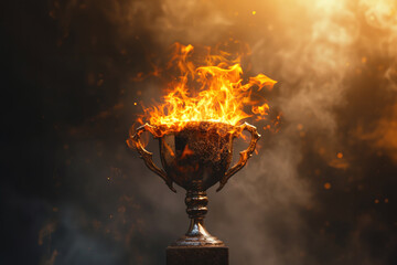 Trophy cup with fire