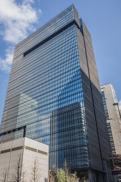 Tokyo, Japan - February 27, 2015: Otemachi Tower in Marunouchi commercial district in Chiyoda, Tokyo capital city