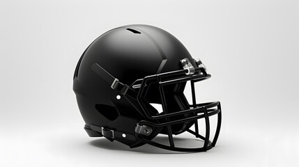 Fototapeta premium Black football helmet on a white background. Neural network AI generated