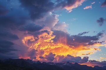 4K sunrise timelapse close up over horizon mountain clouds