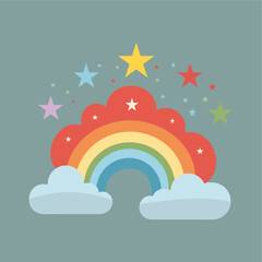 vector flat illustrations cute rainbows cloud