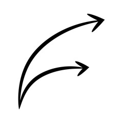 Black two different size of arrows on white background point to same way. Arrows are pointing on the right side.