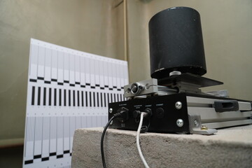 Almaty, Kazakhstan - 12.20.2023 : Sensors for collecting data on seismic activity are connected in the basement of the building for testing.