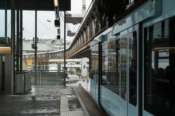 Platform of Alter Markt (Barmen city district) station of Wuppertal Schwebebahn cable car (electric...