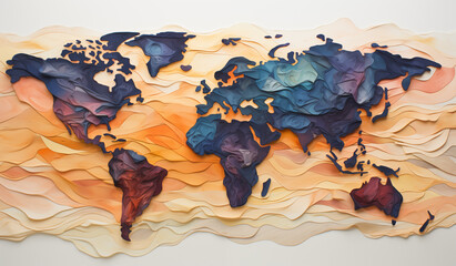 world map collage illustration - globalisation travel art
