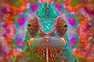 Obraz na płótnie Canvas A vibrant and mesmerizing lizard adorned with a kaleidoscope of psychedelic colors, embodying the fusion of art and nature