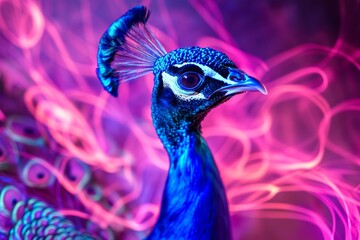 A magnificent peacock displays its vibrant feathers, showcasing the beauty and grace of this majestic bird in the animal kingdom
