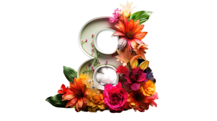 Women's Day (8 March) isolated on transparent background, Generative ai.