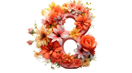 Women's Day (8 March) isolated on transparent background, Generative ai.