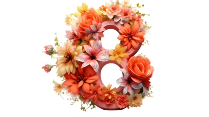 Women's Day (8 March) isolated on transparent background, Generative ai.