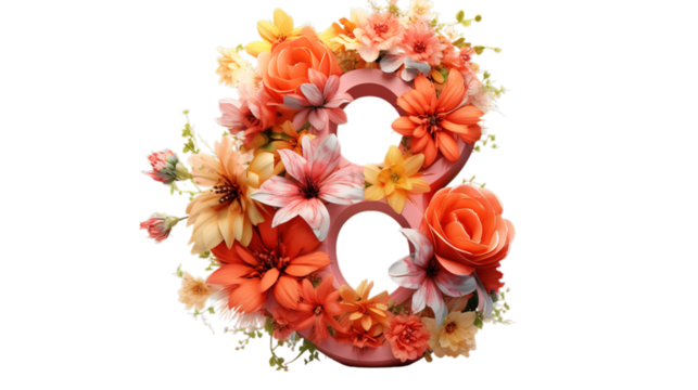 Women's Day (8 March) isolated on transparent background, Generative ai.