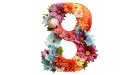 Women's Day (8 March) isolated on transparent background, Generative ai.