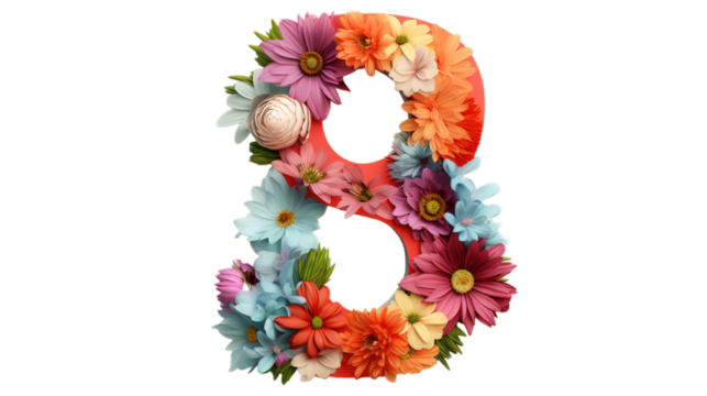 Women's Day (8 March) isolated on transparent background, Generative ai.