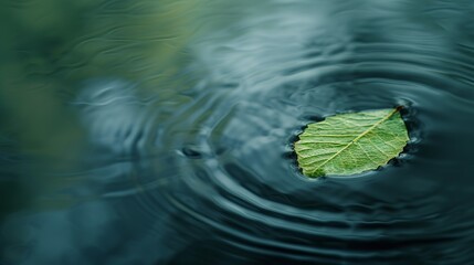 A piece of leaf falling into the garden pond