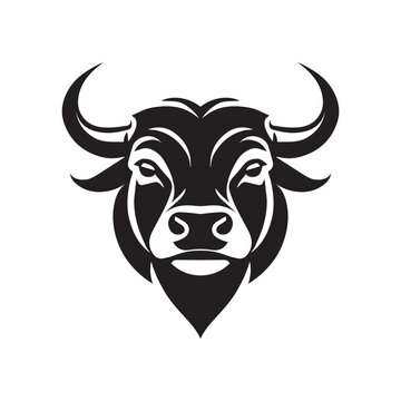 black vector bull head logo design isolated on white