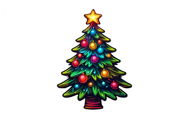 Obraz premium Beautiful cute christmas tree with copy space on white illustration