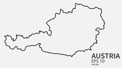 Vector line map of Austria. Vector design isolated on white background.	
