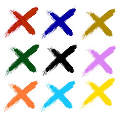 Check and cross stickers featuring tick and mark icons, red cancel symbol, and starfish illustration.
