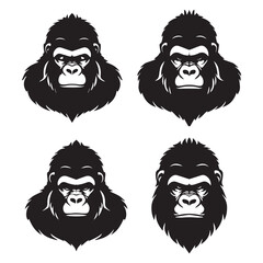 Black vector gorilla logo head design on white background