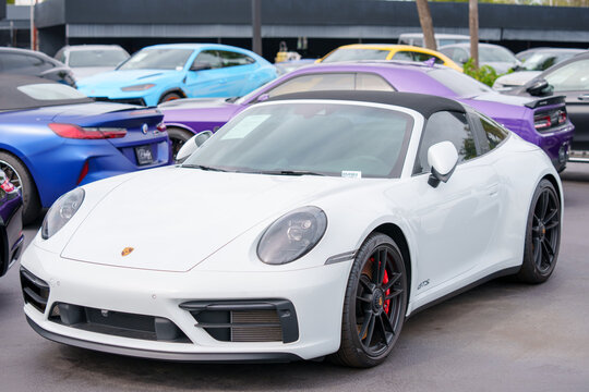 White Porsche GTS luxury sports car in white