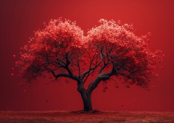 Tree With Red Heart-shaped Leaves