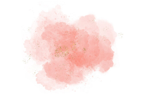 Pastel pink watercolor paint brush glitter gold  with golden , dots and stains. Pastel marble alcohol ink drawing effect. pink texture design element for wedding invitation.	