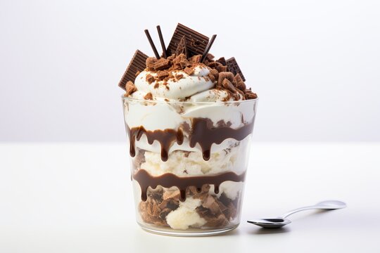 layers sundae , chocolate ice cream with chocolate