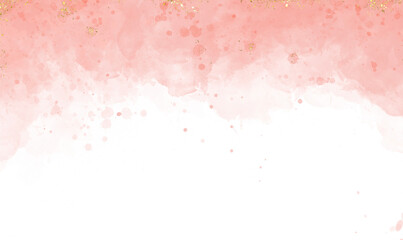 Pastel pink watercolor paint brush glitter gold  with golden , dots and stains. Pastel marble...