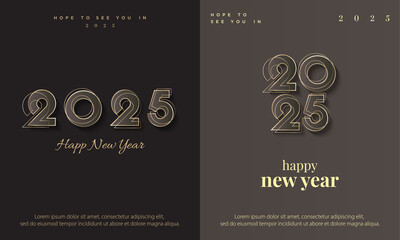 Fototapeta na wymiar minimalist new year 2025 with a combination of line accents. premium happy new year 2025 for posters, banners and pamphlets