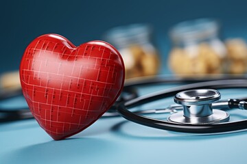 Stethoscope and red heart Heart Check.
