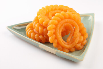 Indian Sweet Food Imarti Also Know as Amriti, Omriti, Jahangir, Jalebi, Jaangiri. It is Made by Deep-Frying Vigna Mungo Flour Batter in a Kind of Circular Flower Shape.