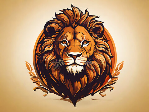 flat vector logo of "lion" ,lion logo ,lion illustration