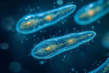 Obraz na płótnie Canvas Observing Bioluminescent Bacteria Through a Microscopic Lens