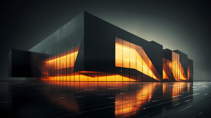 3d render of abstract futuristic architecture with empty concrete floor