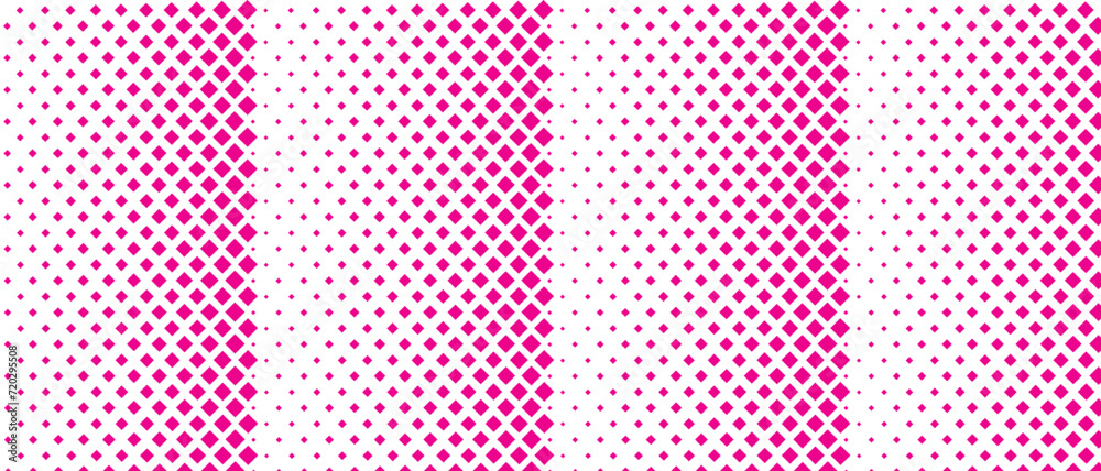 Poster abstract repeatable big to small pink rectangle shape halftone pattern.