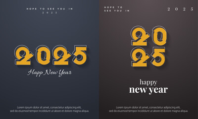 unique 2025 square and number design concept. premium happy new year 2025 for posters, banners and pamphlets