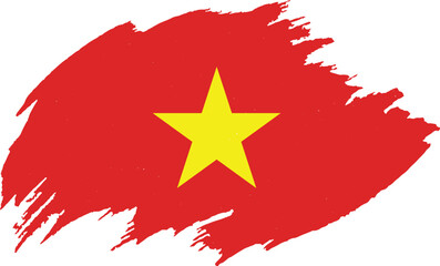 Vietnam flag painted with brush on white background