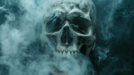 FA skeletons skull and smoke - obrazy, fototapety, plakaty