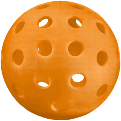 Orange pickleball ball with transparent background