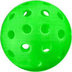 Green pickleball ball with transparent background