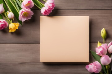 Blank White Card with Pink Blossoms