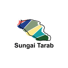 Map City of Sungai Tarab colorful geometric modern outline, High detailed vector illustration vector Design Template, suitable for your company