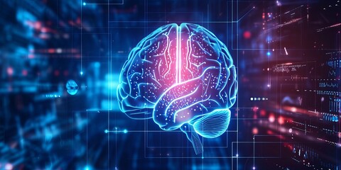 Futuristic medical research of brain - obrazy, fototapety, plakaty