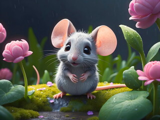 cute mouse funny cartoon design wallpaper generative AI
