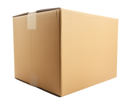 Cardboard brown box isolated on transparent background, realistic png element.