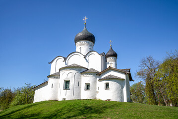 Fototapeta na wymiar The ancient Church of St. Basil the Great on the Hill. Pskov, Russia